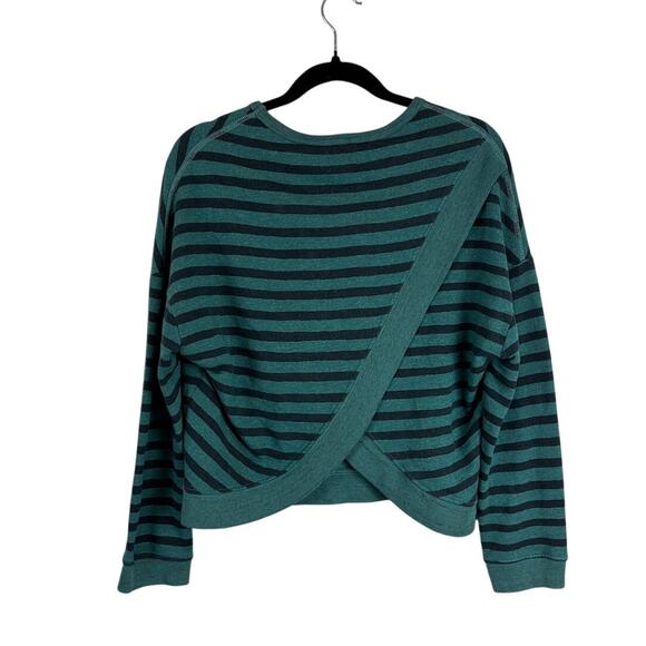Sundry Slit Back Pullover Top – Striped French Terry Lined – Size 2 / M- Lounge - Picture 2 of 8